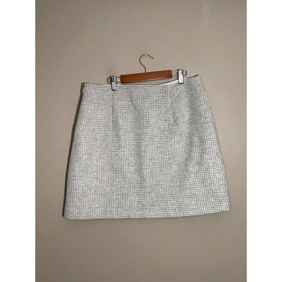 Club Monaco NWT Centie Plaid Mini Skirt Light Heather‎ Grey And White Size 12 - Picture 4 of 7